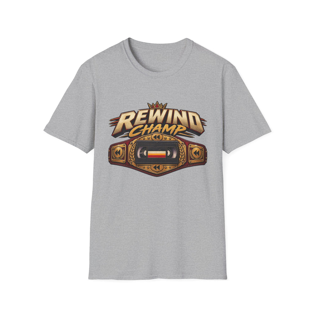 Rewind Champ cassette belt graphic T-Shirt | Retro Hip Hop audio nostalgia tee | 1990's 2000's Nostalgia Throwback
