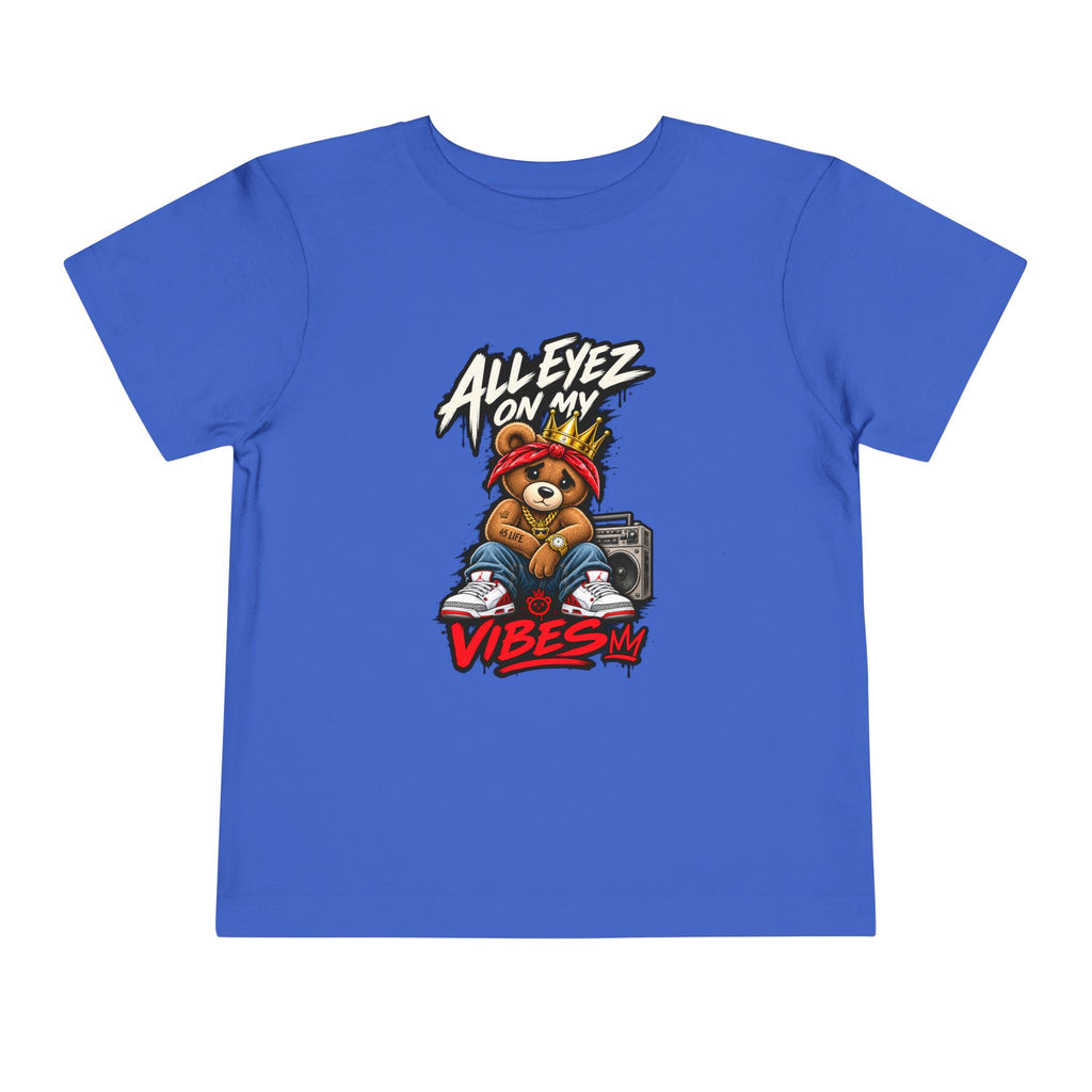 All Eyez On My Vibes Teddy Bear Toddler Tee | Hip Hop Boombox Graphic