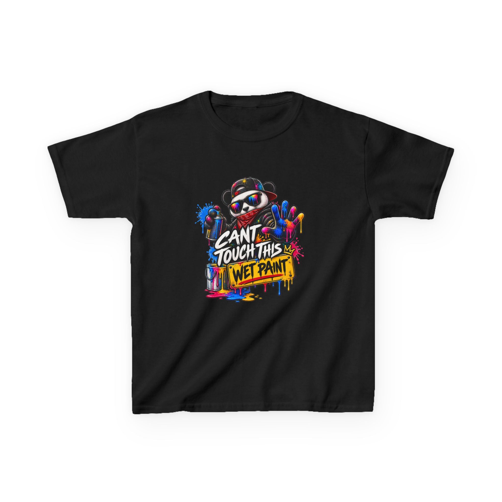 Cant Touch This Wet Paint Kids Tee | Colorful Graffiti Bear Design