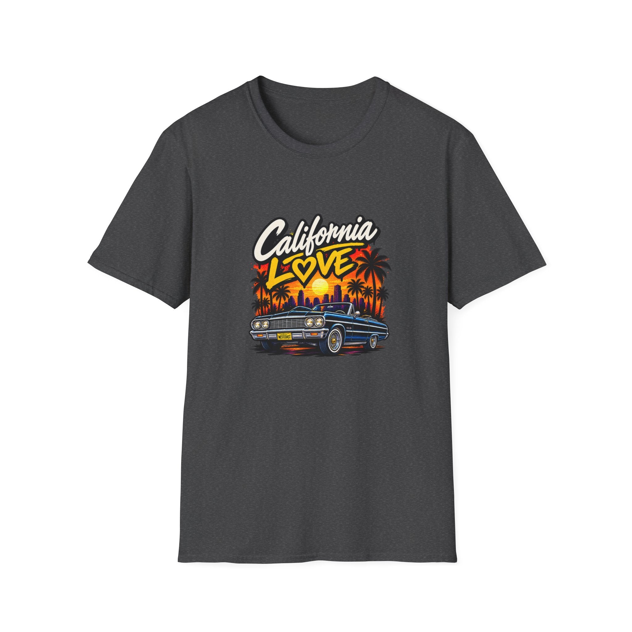 California Love T-Shirt | Sunset Palm Trees, Classic Car Beach Scene