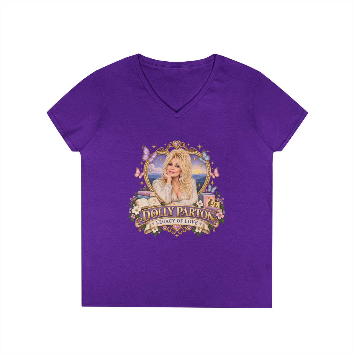 Dolly Parton Portrait V-Neck T-Shirt tribute | Country Music Singer Graphic Tee