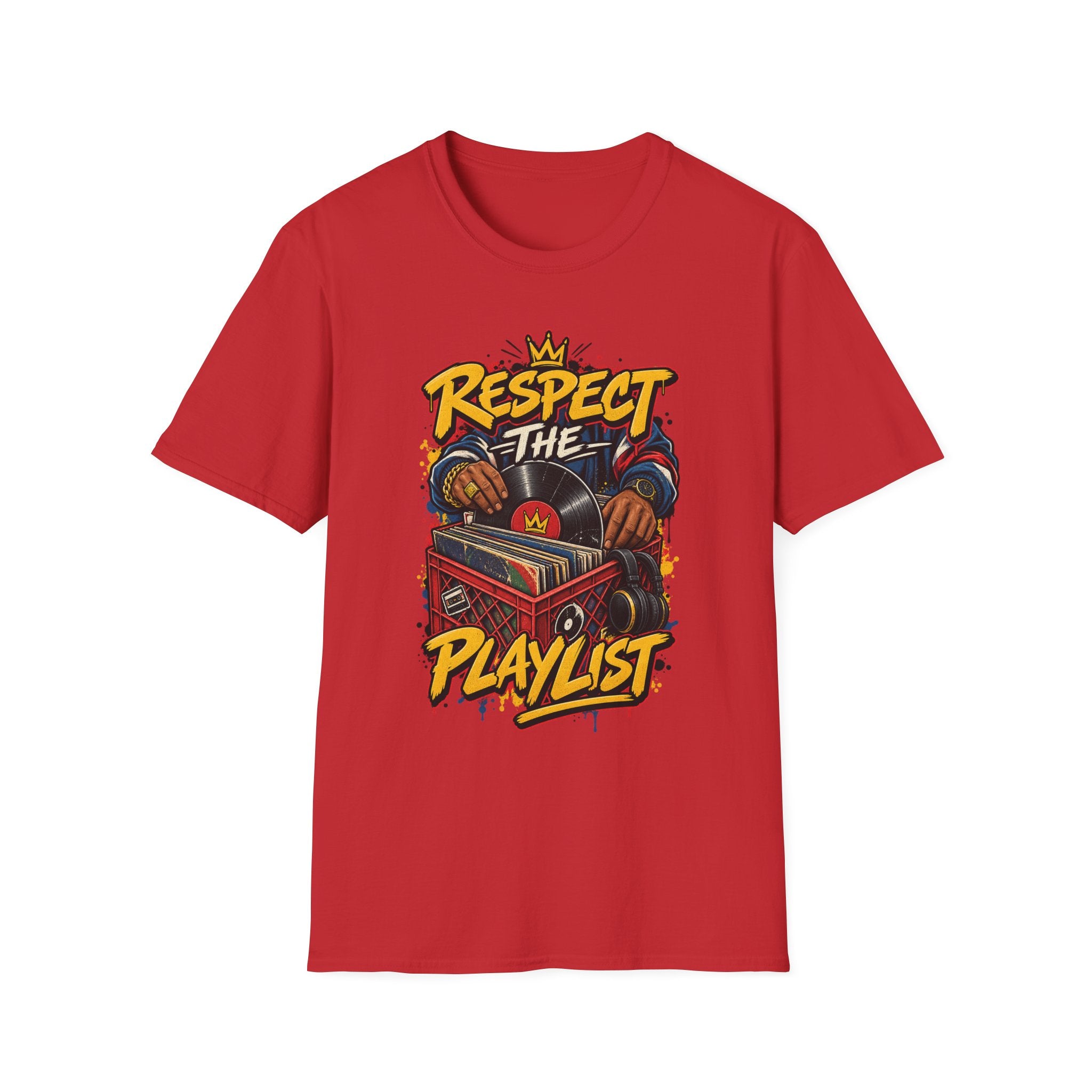 Respect The Playlist T-Shirt | DJ Turntable Hip Hop Graphic Tee | 1990's 2000's Nostalgia Throwback