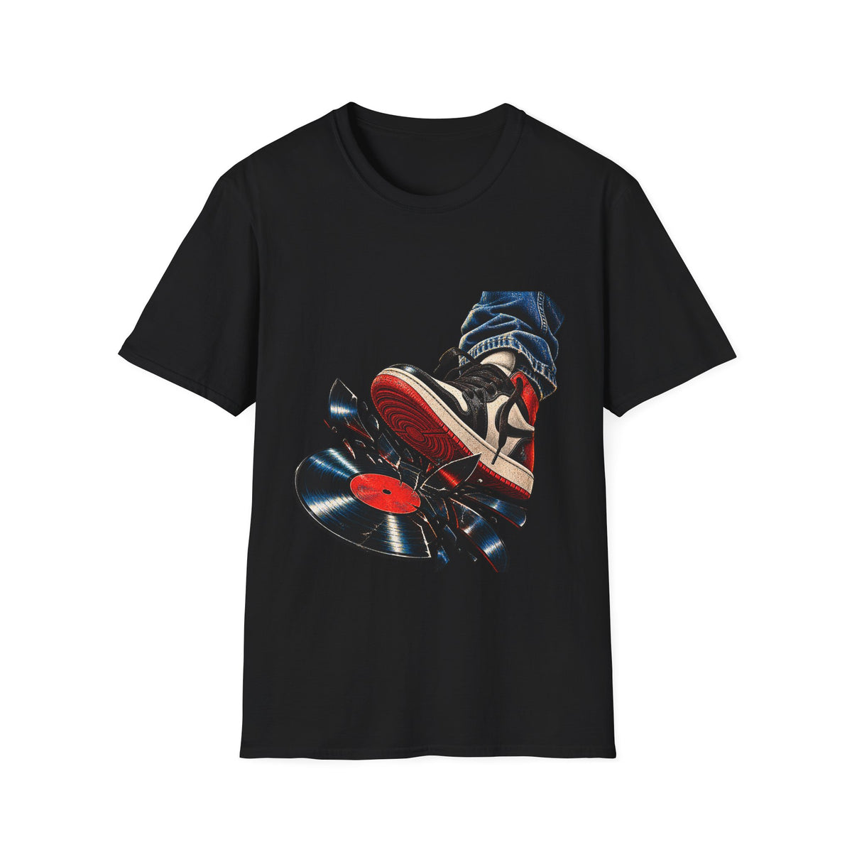Sneaker Step with Vinyl Record T-Shirt | Retro Music Streetwear