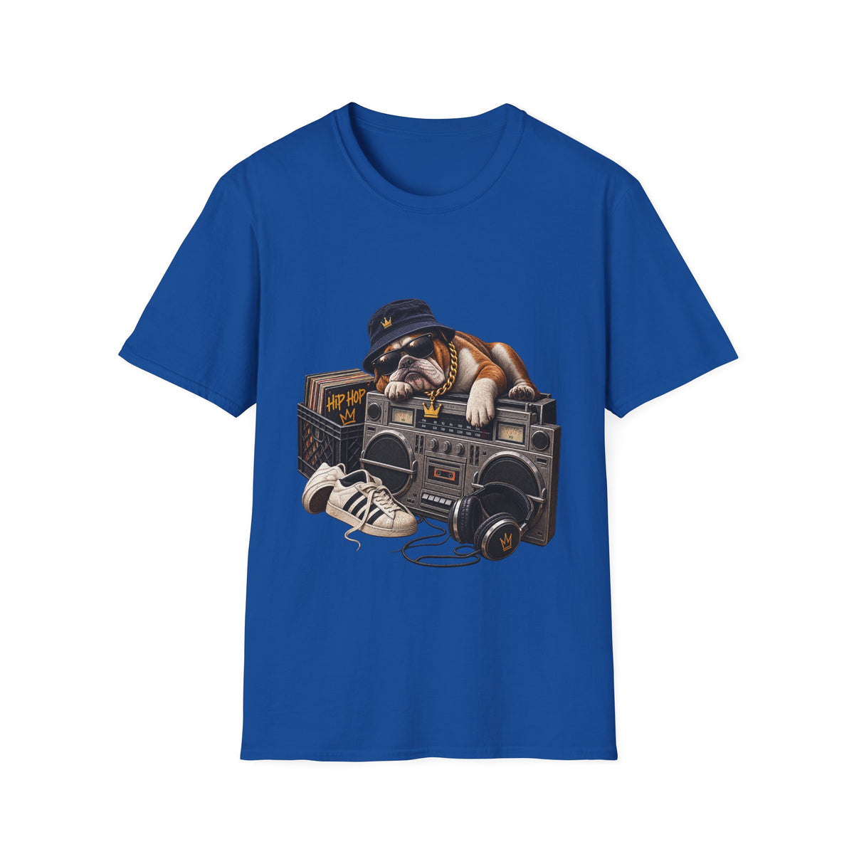 Hip Hop Bulldog DJ T-Shirt | Cute Retro Boombox Streetwear Tee