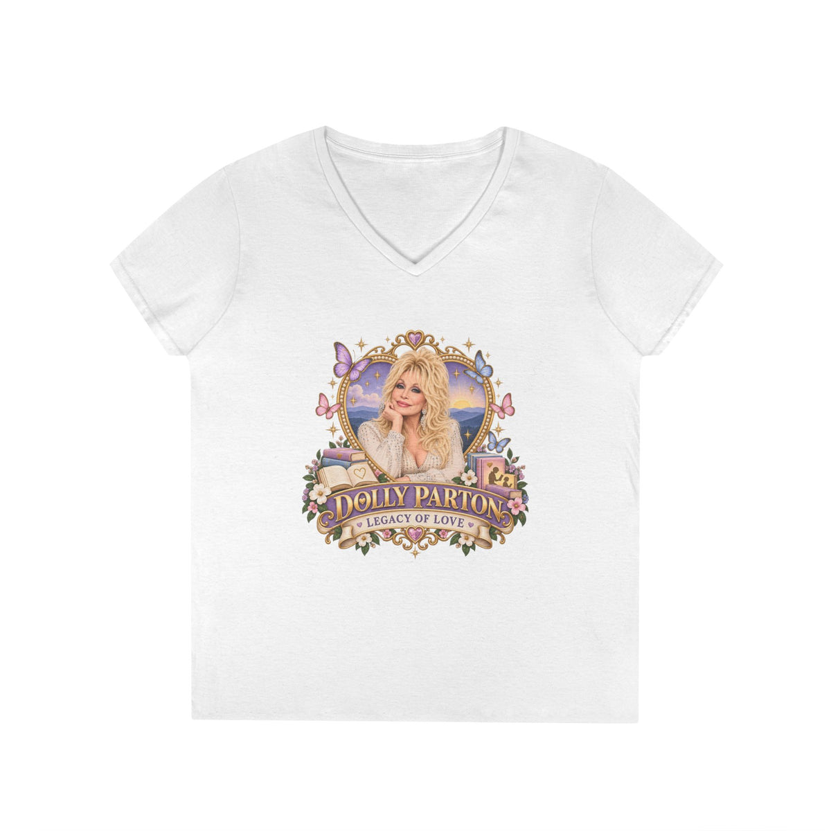 Dolly Parton Portrait V-Neck T-Shirt tribute | Country Music Singer Graphic Tee