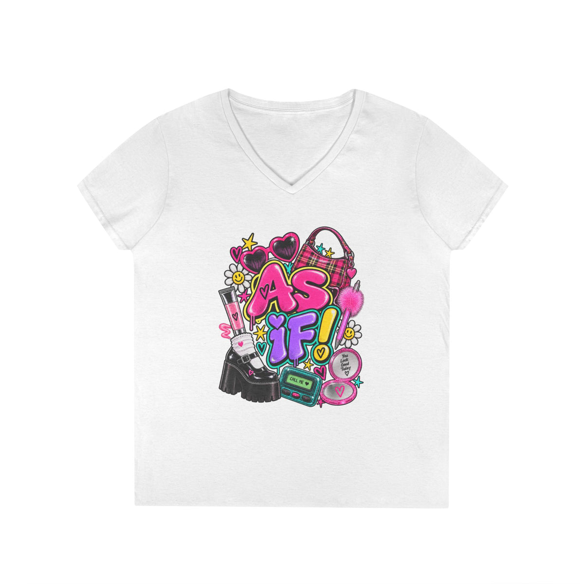 AS IF! 90s Retro Collage T-Shirt | Pop Heart, Cassette, Roller Skates | 90s 00s Hip Hop Pop Culture Nostalgia