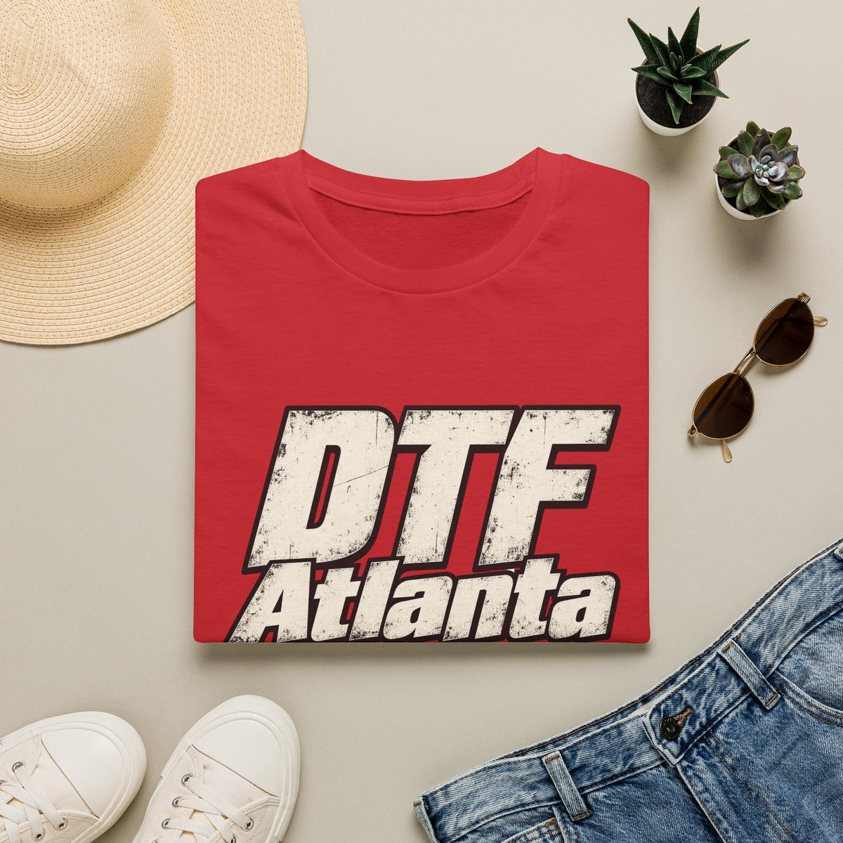 DTF Atlanta T-Shirt | Distressed Retro Text Atlanta Tee