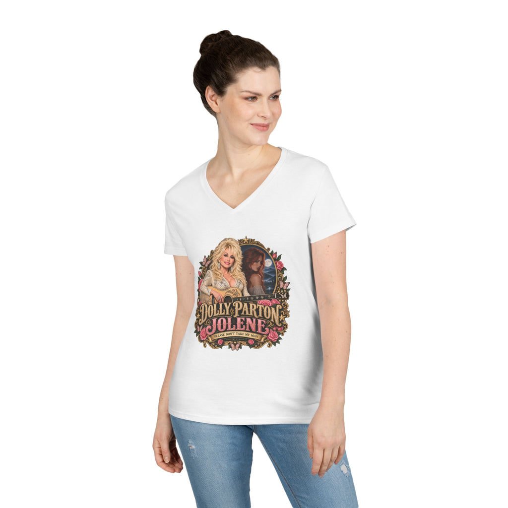 Dolly Parton Jolene Pink Portrait Tee | V-Neck Shirt | Memorial Tribute
