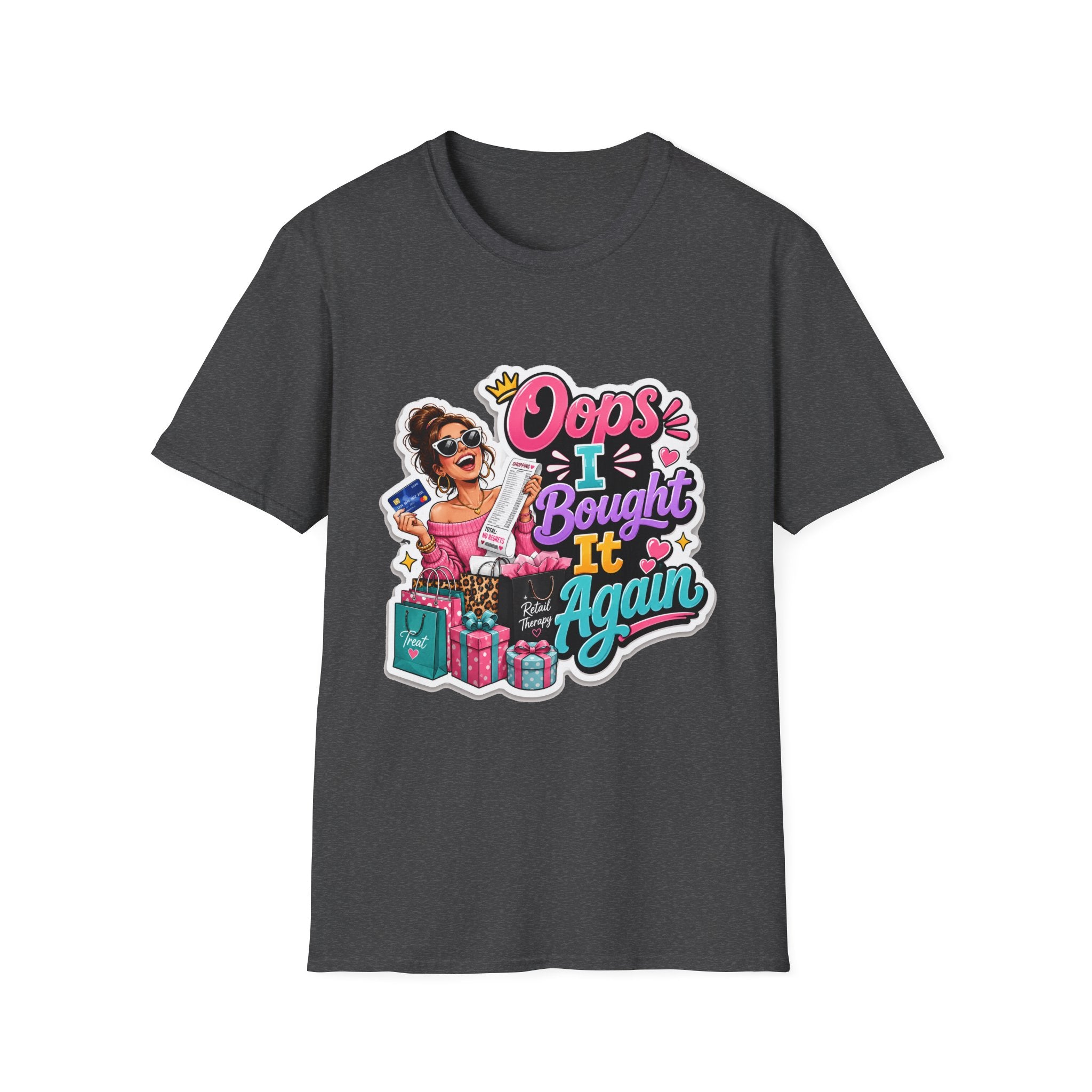 Oops I Bought It Again T-Shirt | Shopping Cartoon Design | 1990's 2000's Nostalgia Throwback