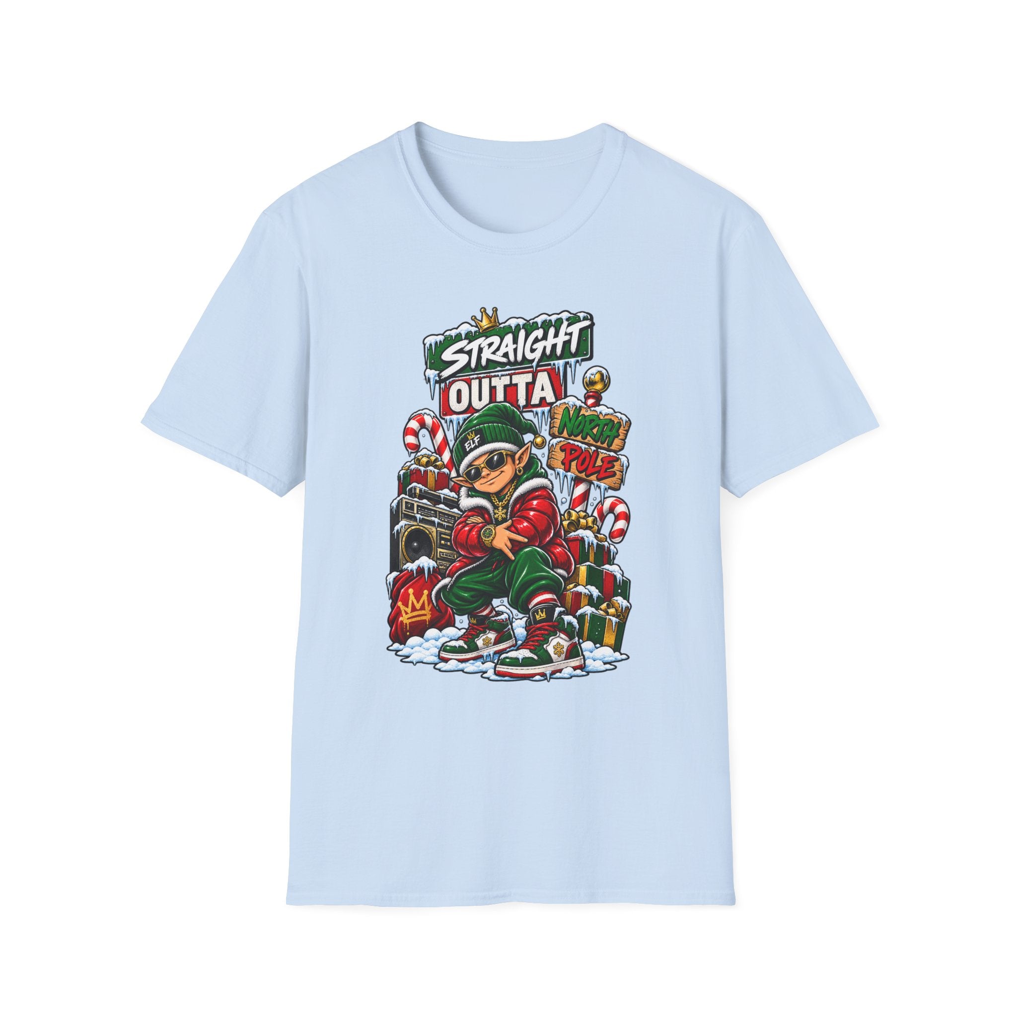 Straight Outta North Pole T-Shirt | Hip Hop Christmas Elf Streetwear | 1990's 2000's Nostalgia Throwback