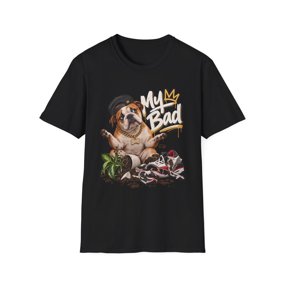 Bulldog 'My Bad' Graffiti T-Shirt | Hip Hop Dog Streetwear Tee