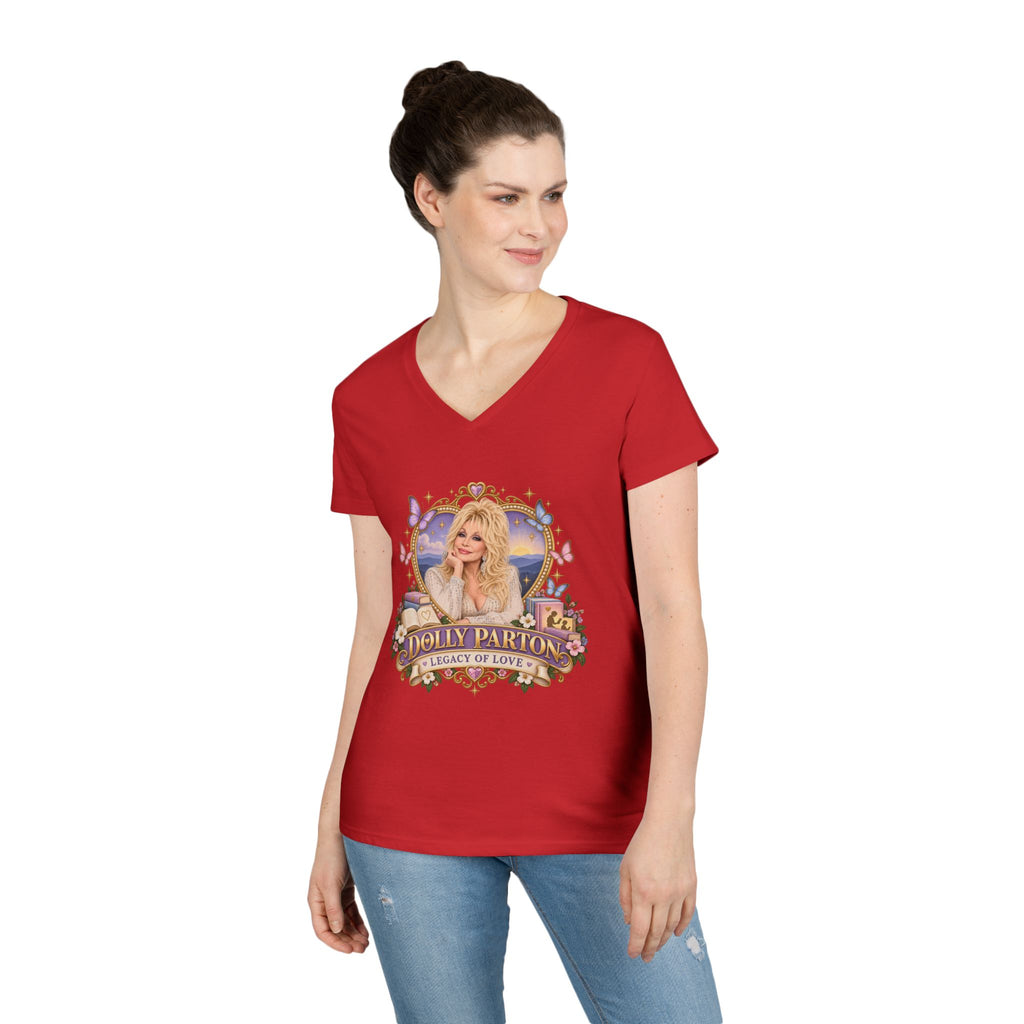 Dolly Parton Portrait V-Neck T-Shirt tribute | Country Music Singer Graphic Tee
