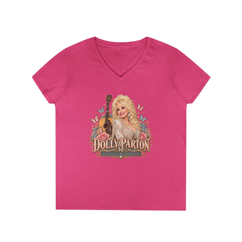 Country Music Singer Portrait T-Shirt Dolly Parton | Vintage Guitar Floral Design