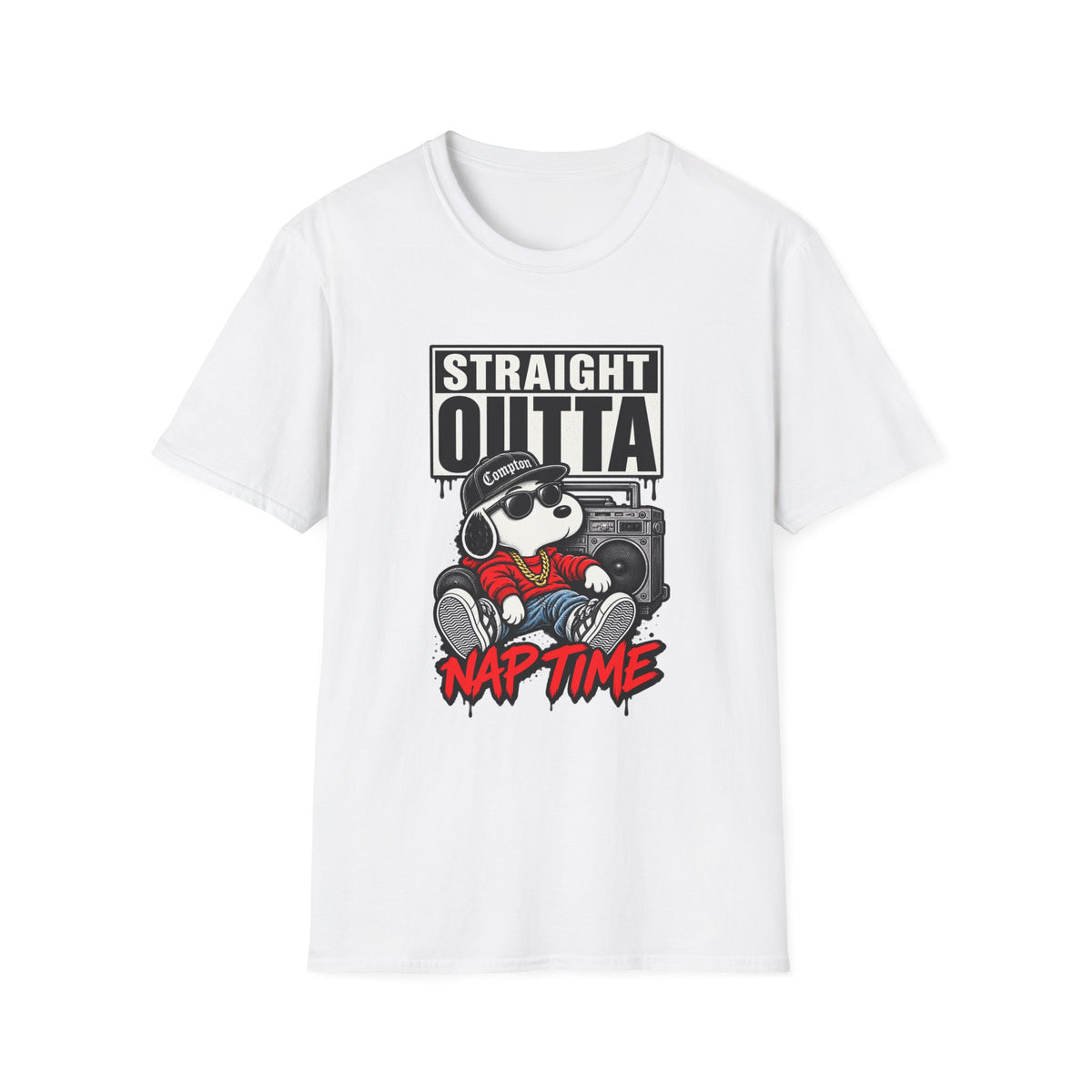 Straight Outta Nap Time T-Shirt Hip Hop | Cartoon Bear Boombox Compton Design | 1990's 2000's Nostalgia Throwback
