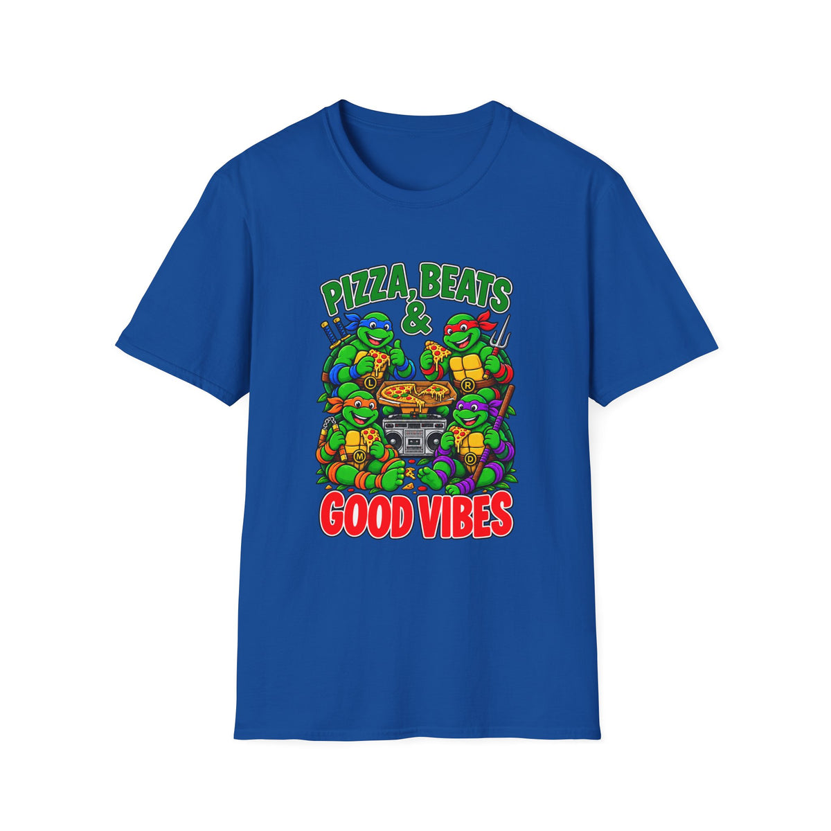 Pizza Beats & Good Vibes Hip Hop T-Shirt | Ninja Turtle Pizza Graphic | 1990's 2000's Nostalgia Throwback