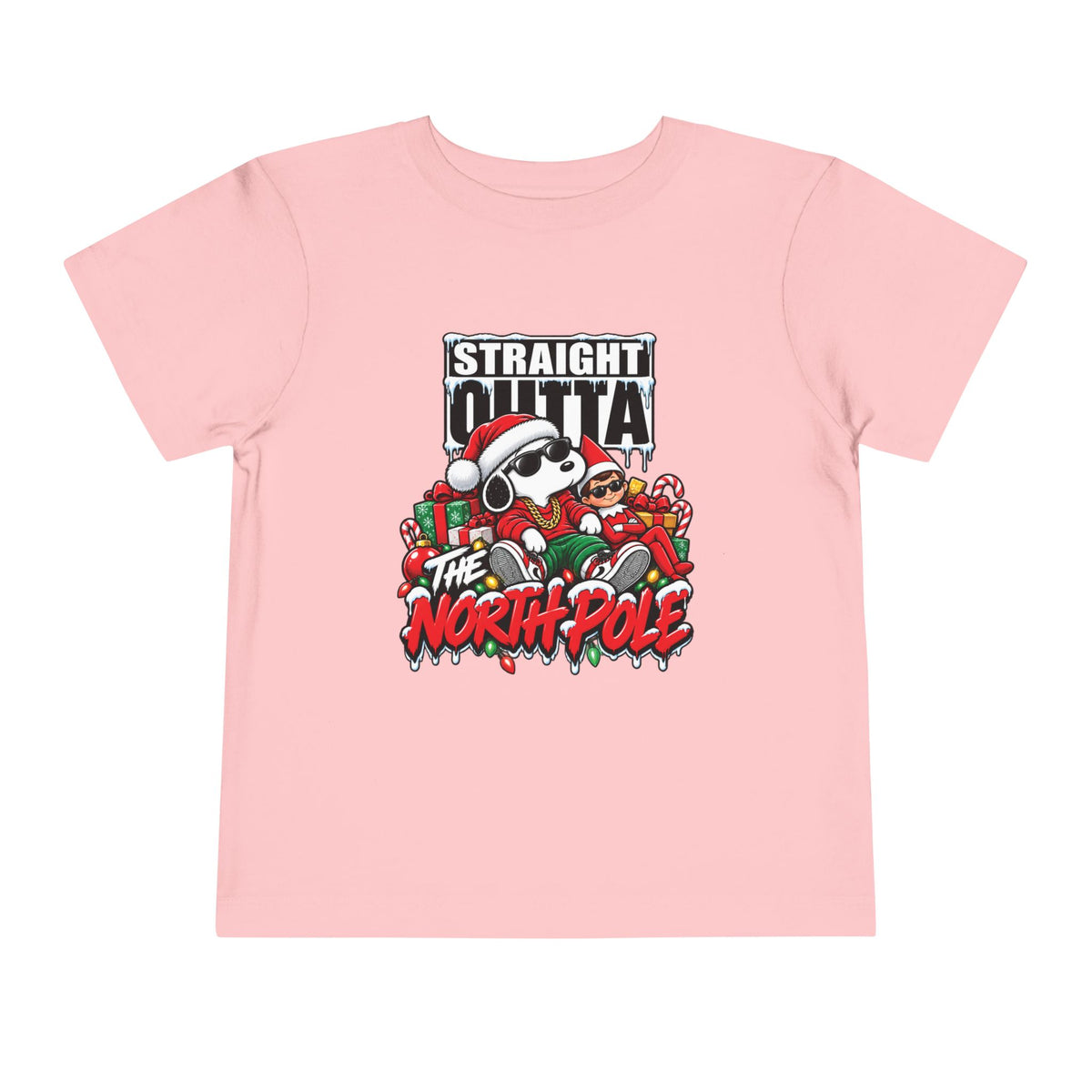 Straight Outta Elf graphic Toddler Tee | Christmas elf, candy cane holiday design