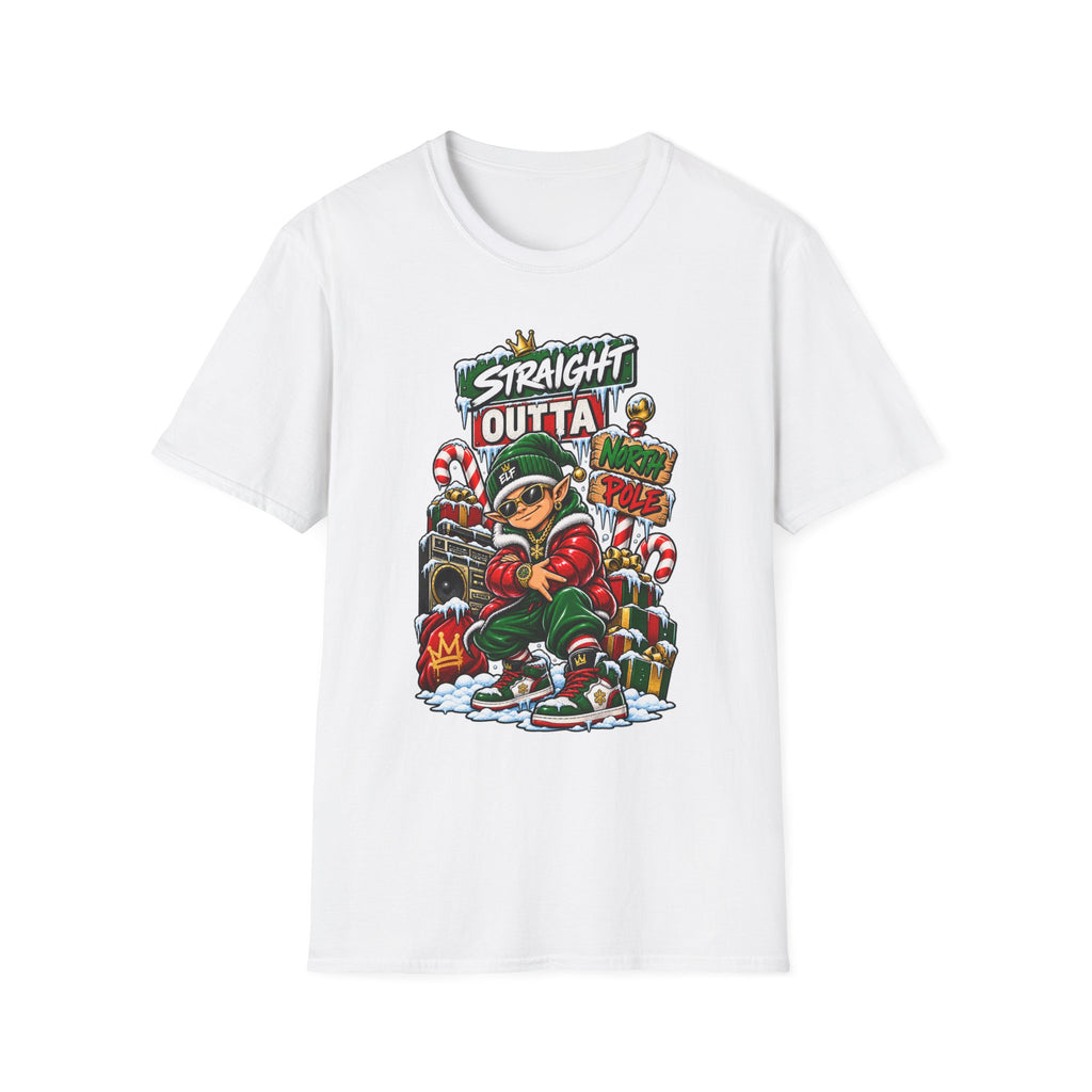 Straight Outta North Pole T-Shirt | Hip Hop Christmas Elf Streetwear | 1990's 2000's Nostalgia Throwback