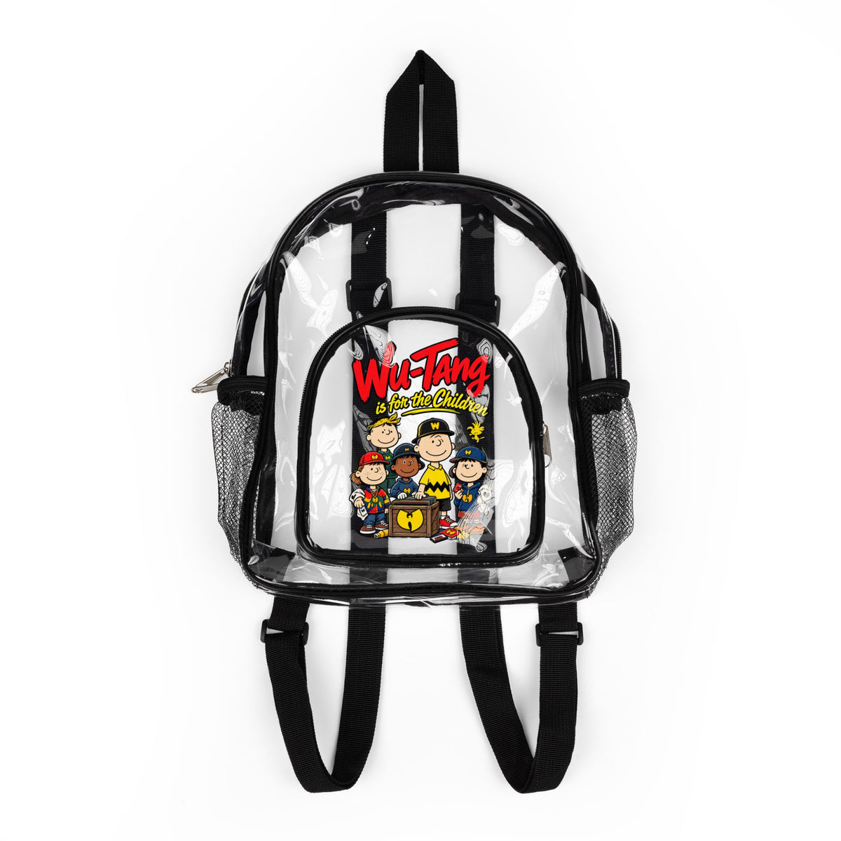 Wu-Tang Is for the children Peanuts characters Clear Stadium Backpack | Transparent School Bag | 90s 00s Hip Hop Nostalgia Millennial Era