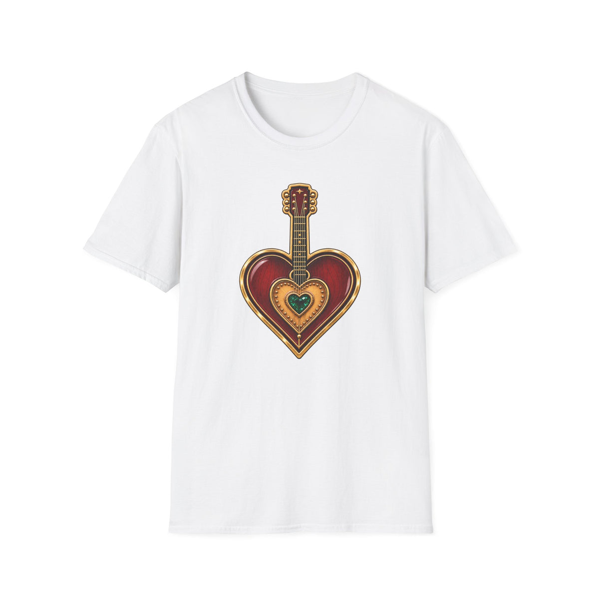 Dolly Parton Heart Guitar Graphic T-Shirt | Vintage Musical Heart Design | Tribute Country Music Legend