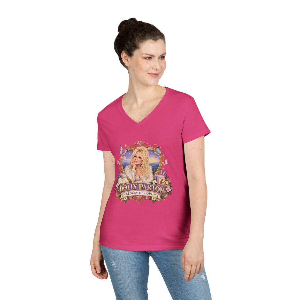 Dolly Parton Portrait V-Neck T-Shirt tribute | Country Music Singer Graphic Tee