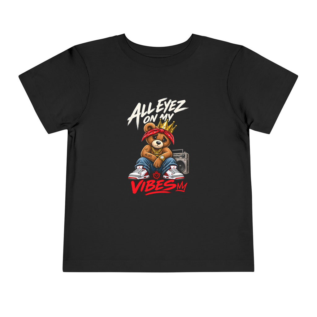 All Eyez On My Vibes Teddy Bear Toddler Tee | Hip Hop Boombox Graphic