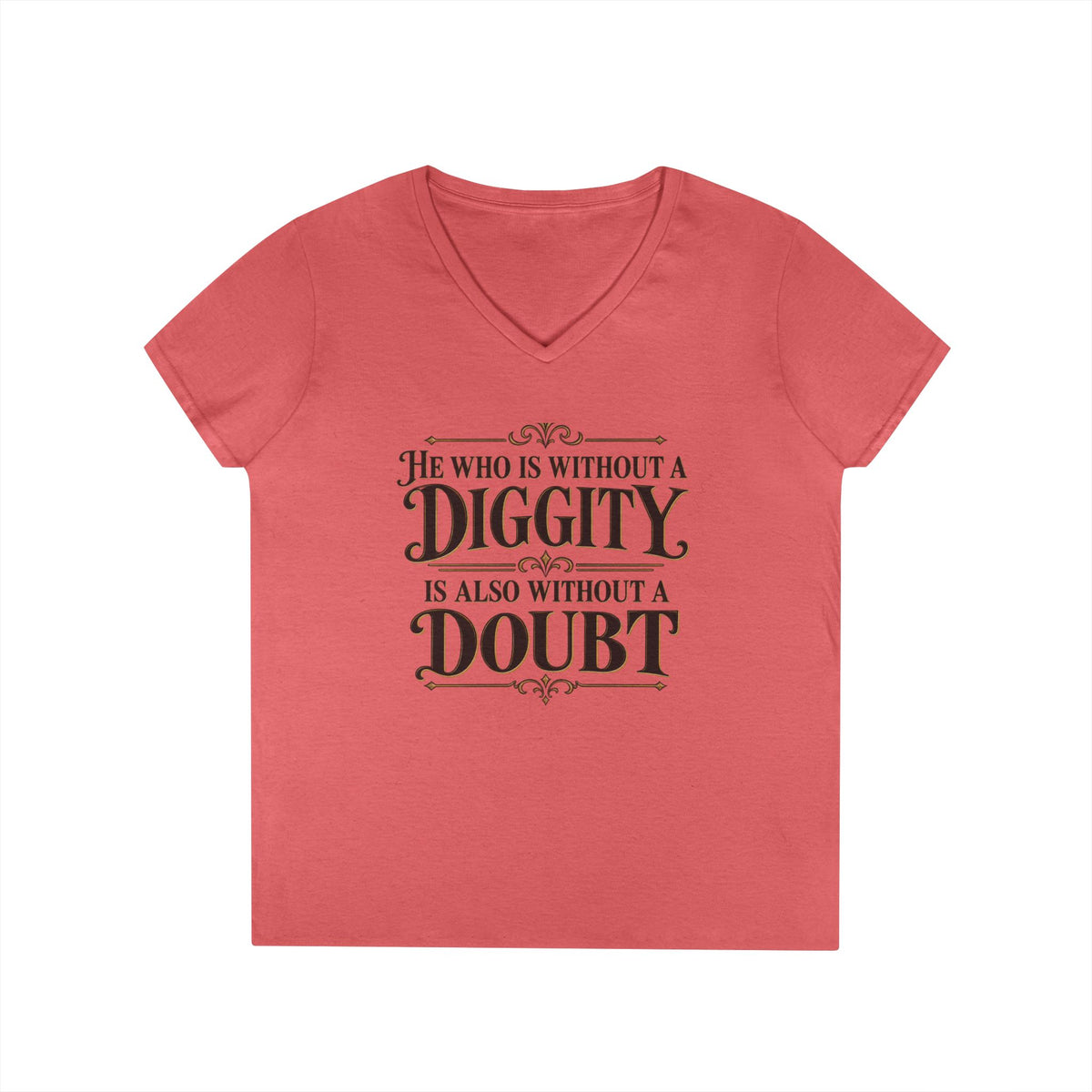 He Who Is Without A Diggity Is Also Without A Doubt V-Neck Shirt | 90s 00s Hip Hop Pop Culture Millennial Nostalgia