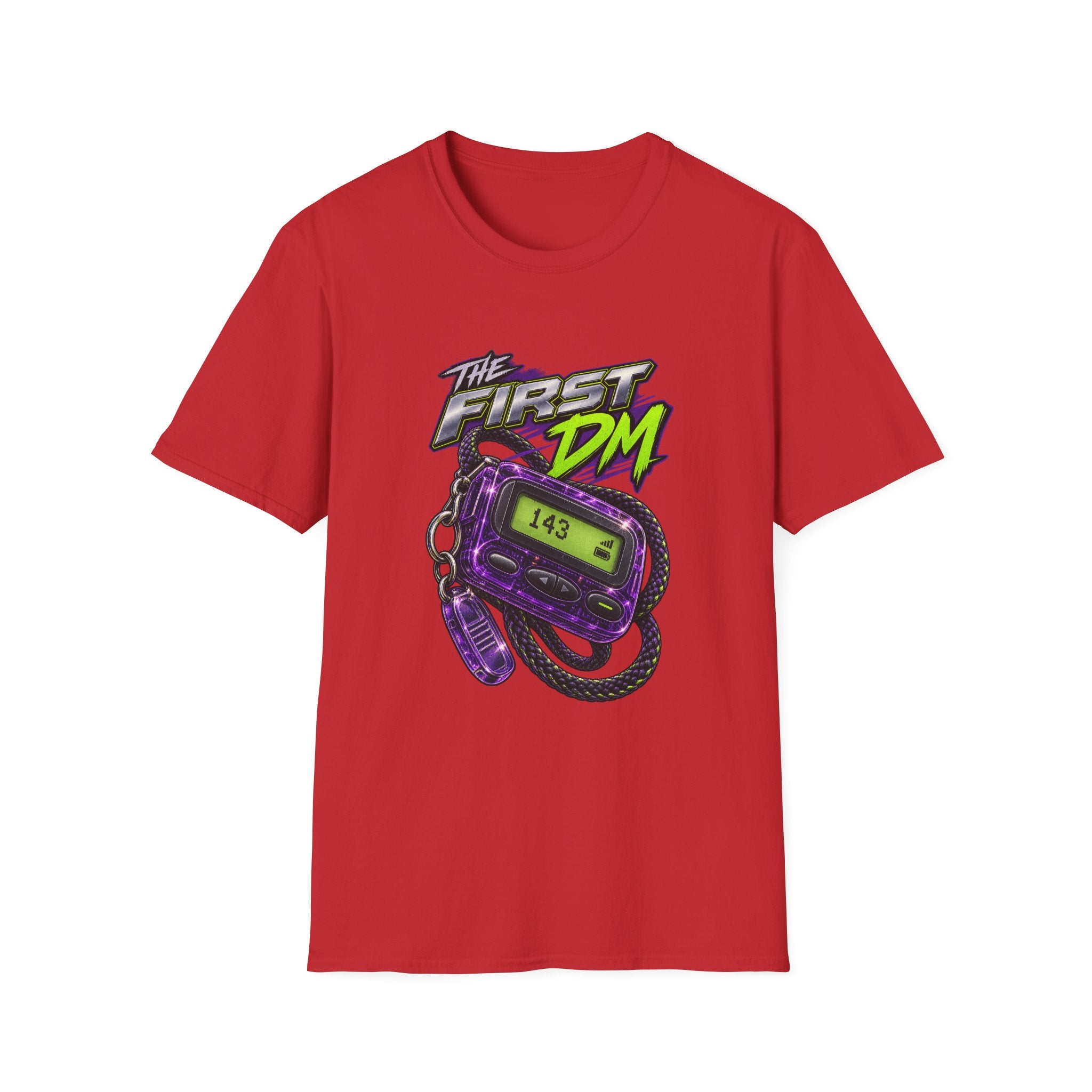The First DM pager graphic T-Shirt | 90s pager nostalgia | 1990's 2000's Nostalgia Throwback