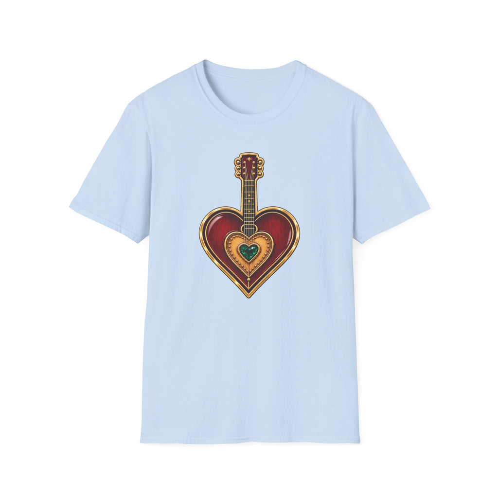 Dolly Parton Heart Guitar Graphic T-Shirt | Vintage Musical Heart Design | Tribute Country Music Legend
