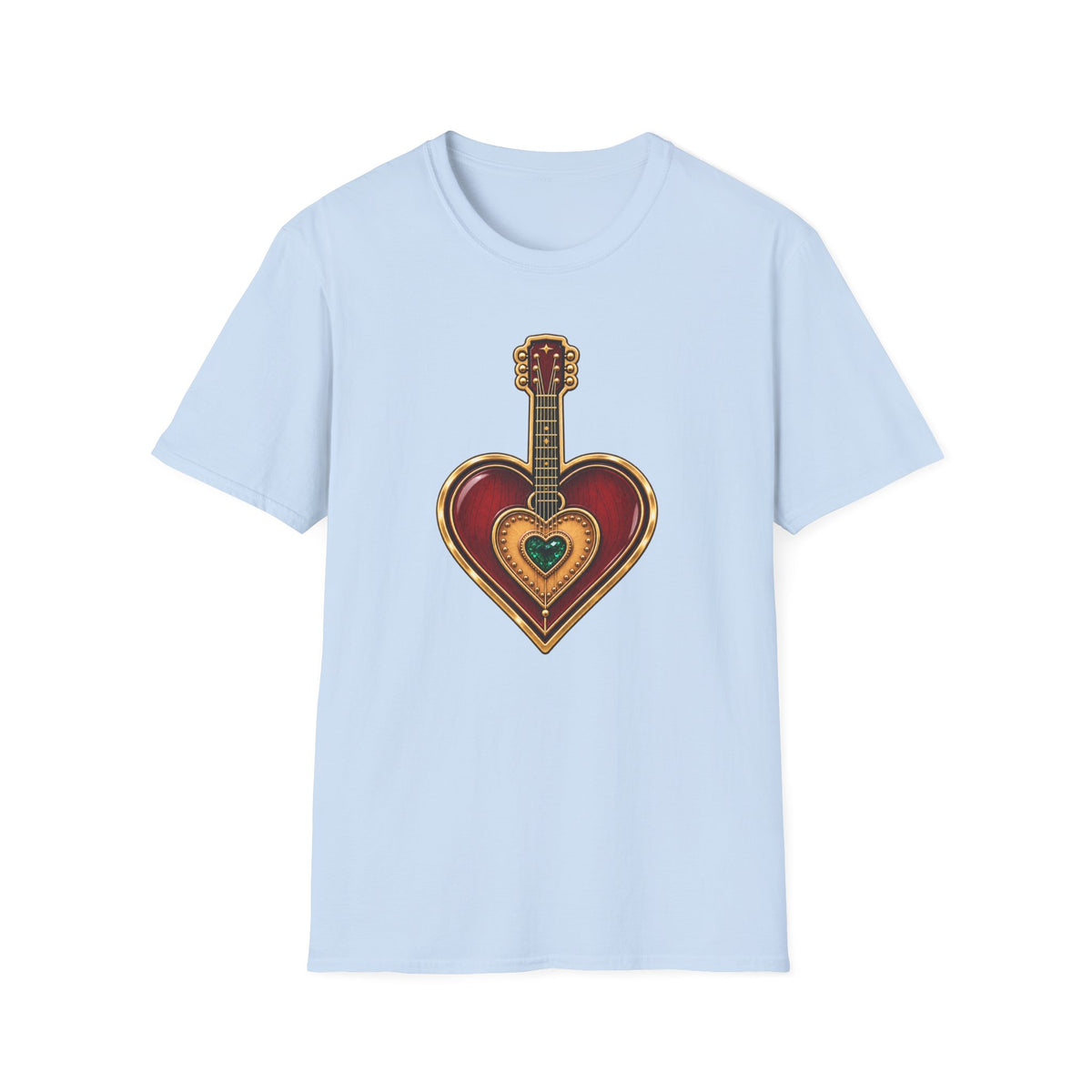 Dolly Parton Heart Guitar Graphic T-Shirt | Vintage Musical Heart Design | Tribute Country Music Legend