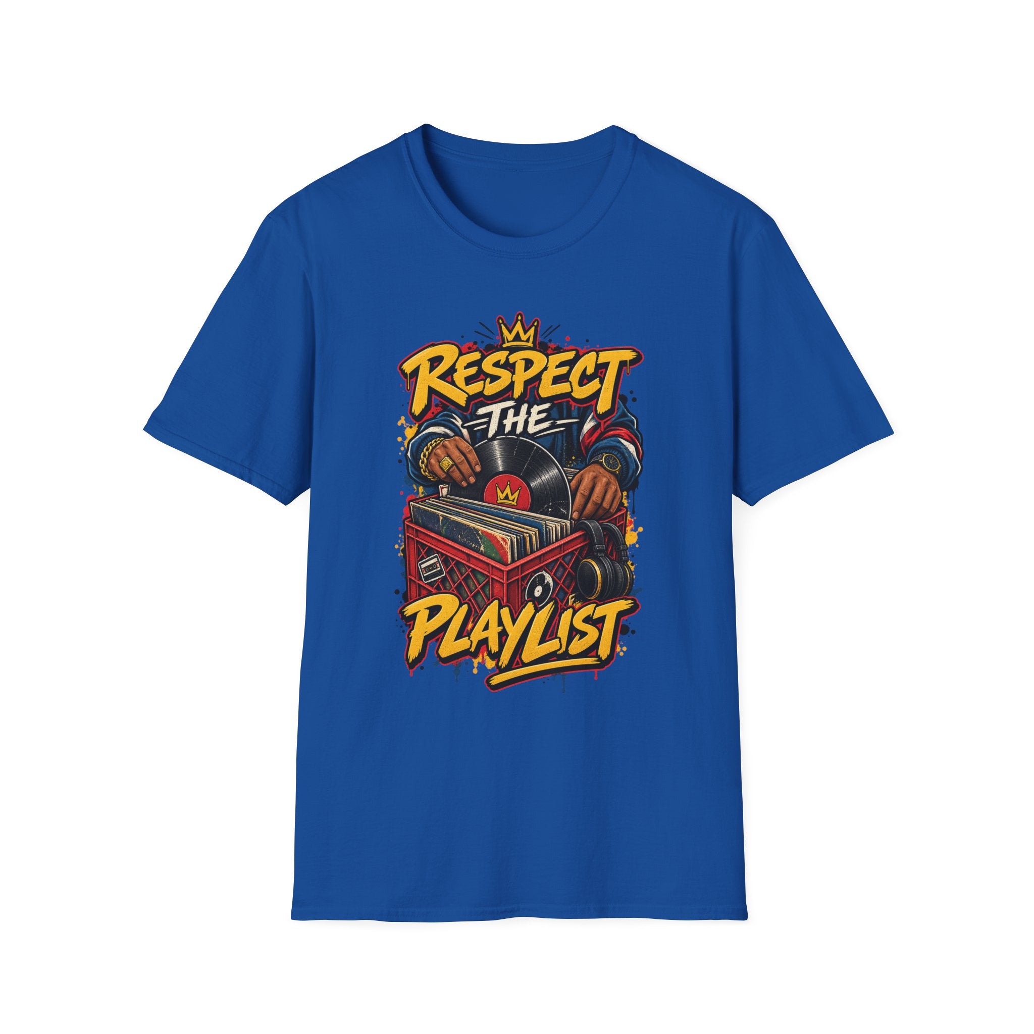 Respect The Playlist T-Shirt | DJ Turntable Hip Hop Graphic Tee | 1990's 2000's Nostalgia Throwback