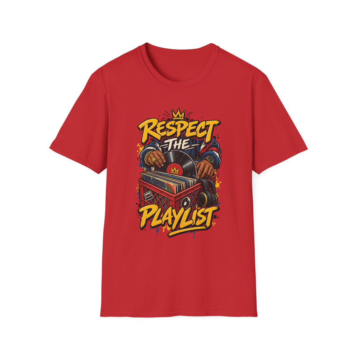 Respect The Playlist T-Shirt | DJ Turntable Hip Hop Graphic Tee | 1990's 2000's Nostalgia Throwback