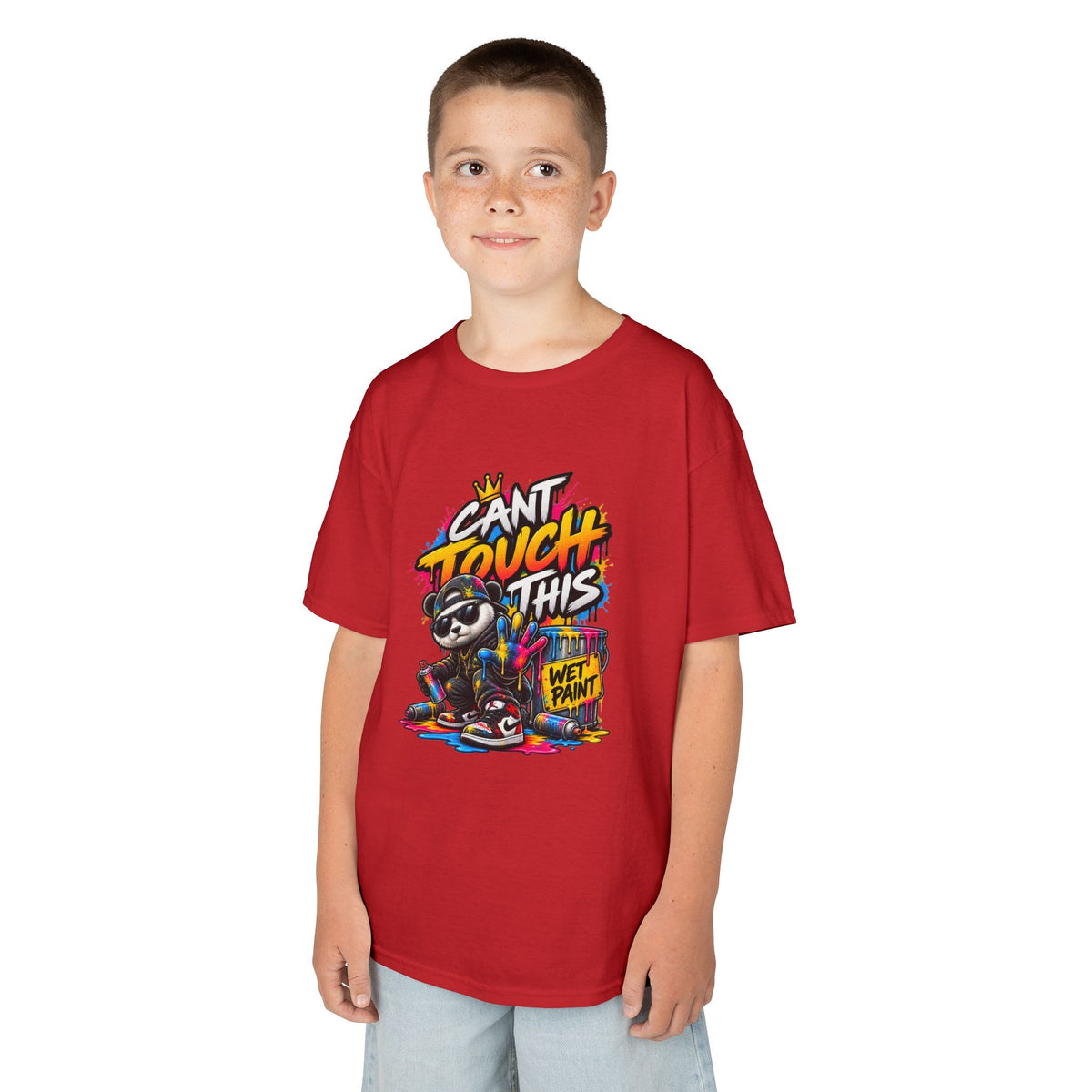 Cant Touch This Skateboard Panda Kids T-Shirt | Retro Graffiti Street