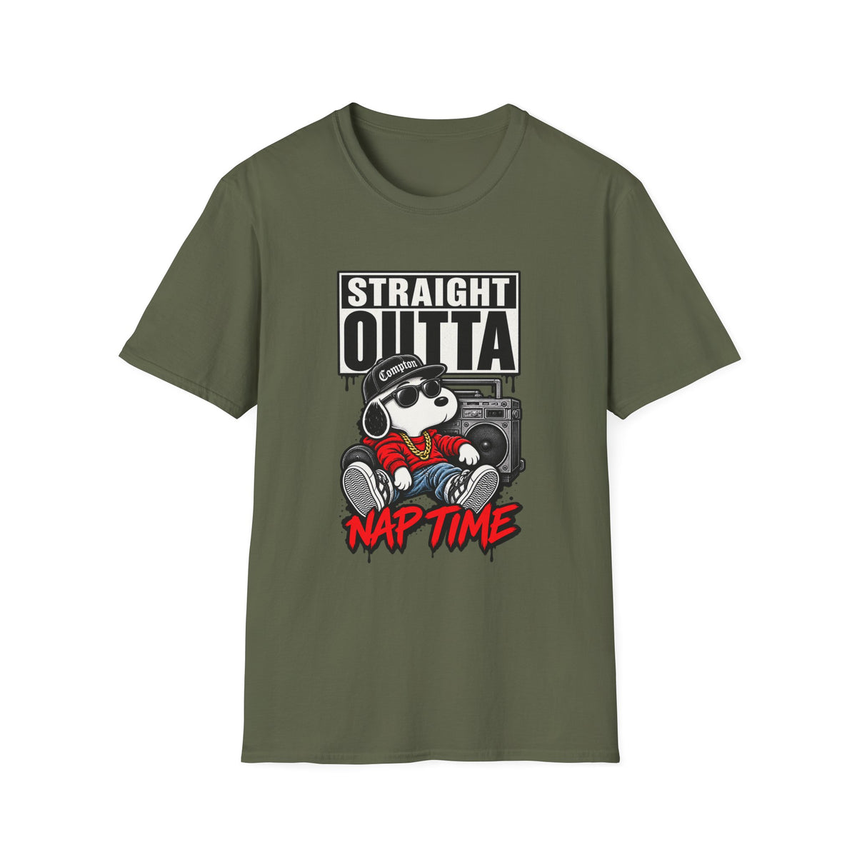 Straight Outta Nap Time T-Shirt Hip Hop | Cartoon Bear Boombox Compton Design | 1990's 2000's Nostalgia Throwback