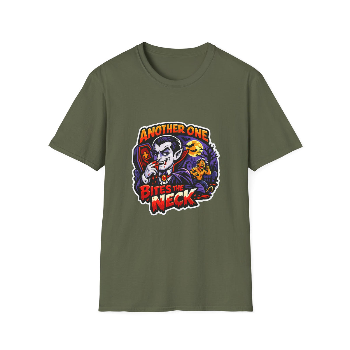 Another One Bites the Neck Vampire T-Shirt | Halloween Dracula Graphic