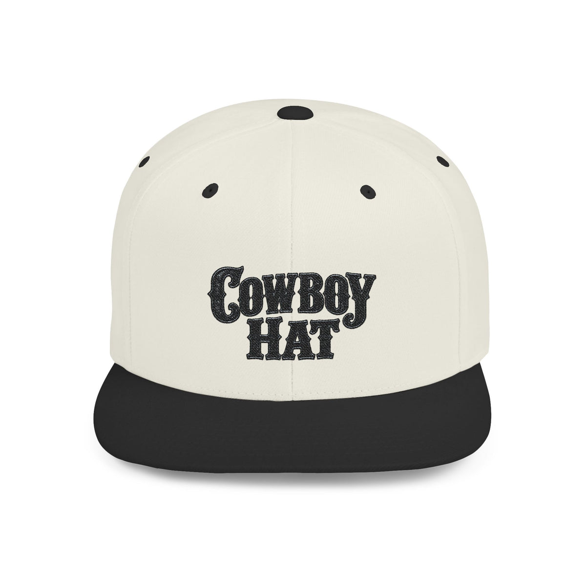 Cowboy Hat flat bill snapback | Western text embroidered cap