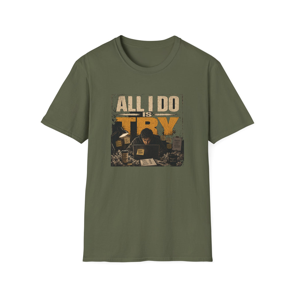 All I Do Is Try T-Shirt | Vintage Music Poster Style