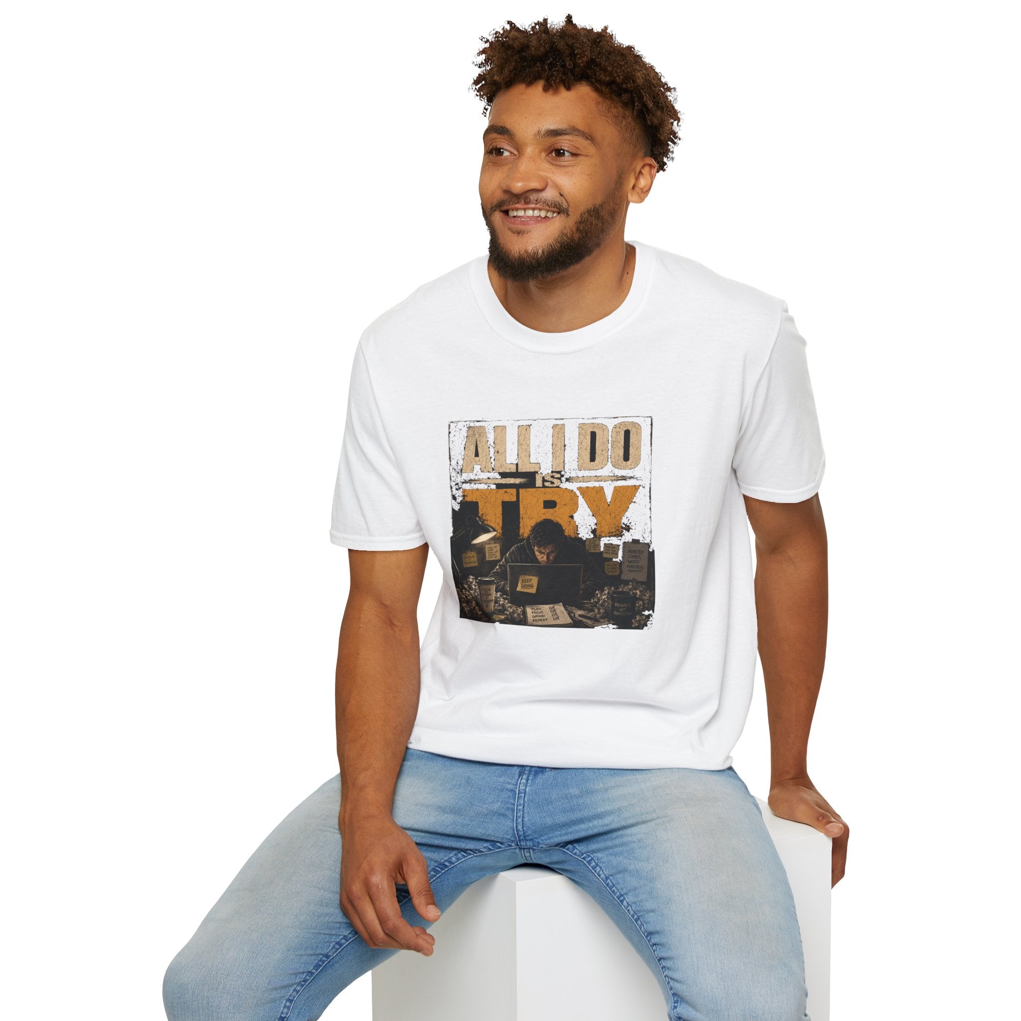 All I Do Is Try T-Shirt | Vintage Music Poster Style