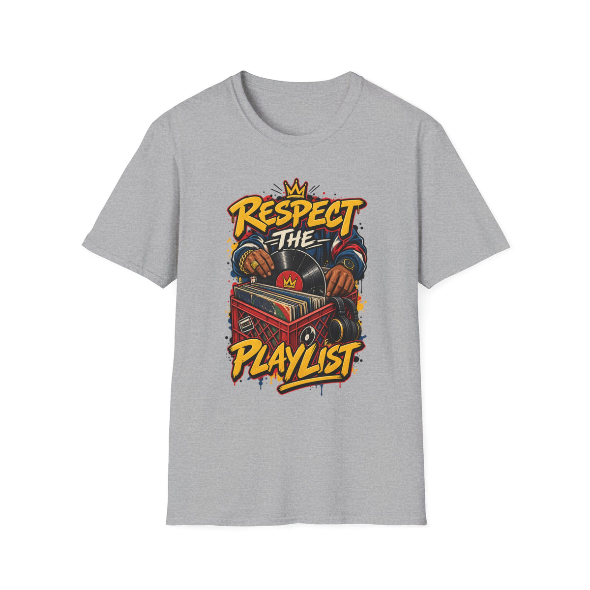 Respect The Playlist T-Shirt | DJ Turntable Hip Hop Graphic Tee | 1990's 2000's Nostalgia Throwback