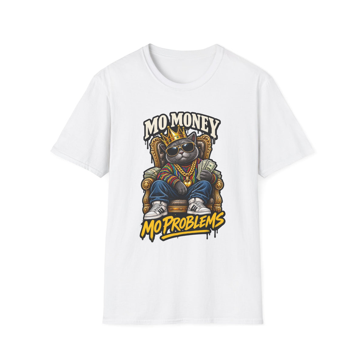 Mo Money Cat Mo Problems T-Shirt | Cat King Illustration | 1990's 2000's Nostalgia Throwback