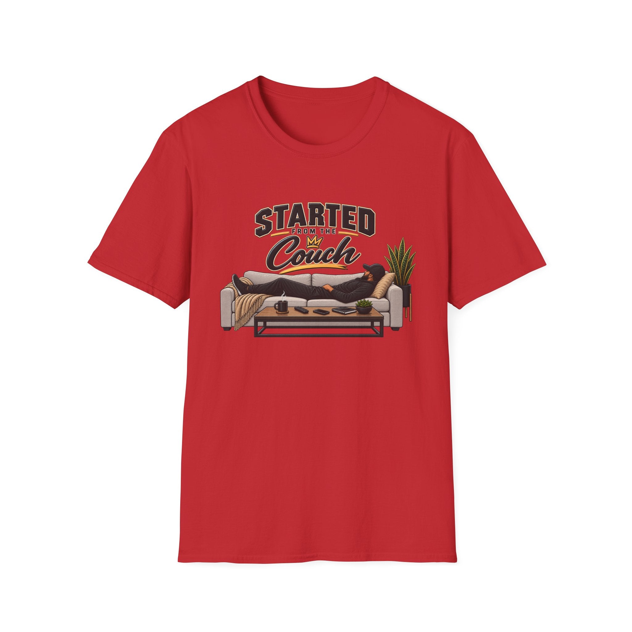 Started From The Couch T-Shirt | Lazy Home Lounge Graphic Tee | Hip Hop 1990's 2000's Nostalgia Throwback
