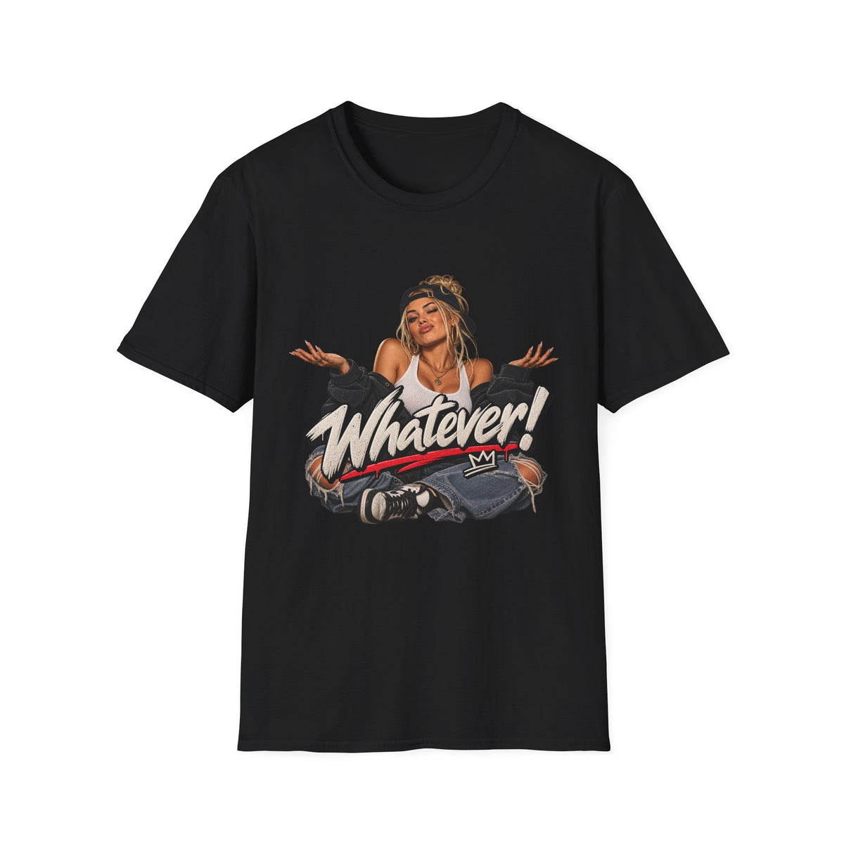 Whatever Girl Graphic Tee | Retro Girl Illustration T-Shirt | 90's 00's Hip Hop Pop Culture Nostalgia