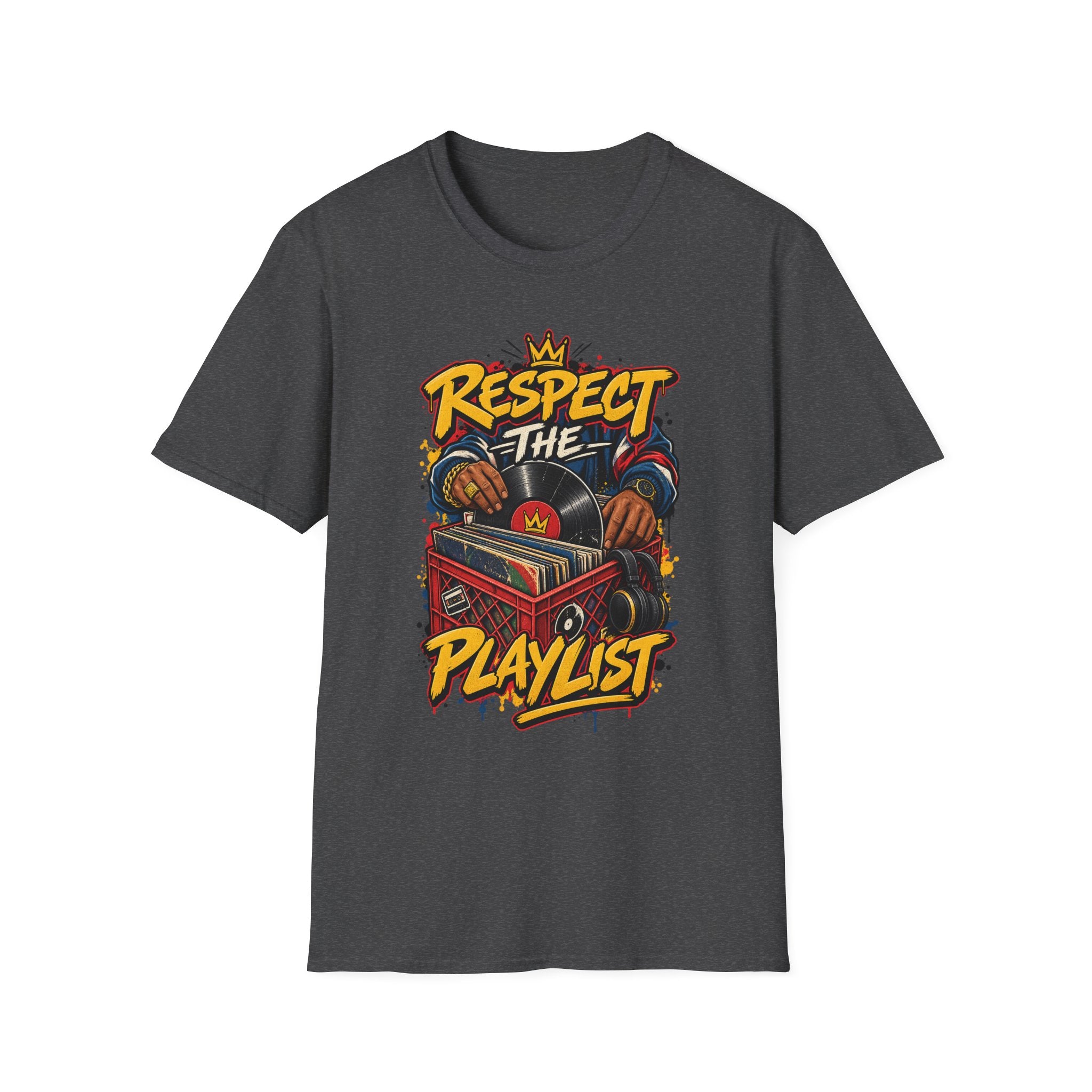 Respect The Playlist T-Shirt | DJ Turntable Hip Hop Graphic Tee | 1990's 2000's Nostalgia Throwback