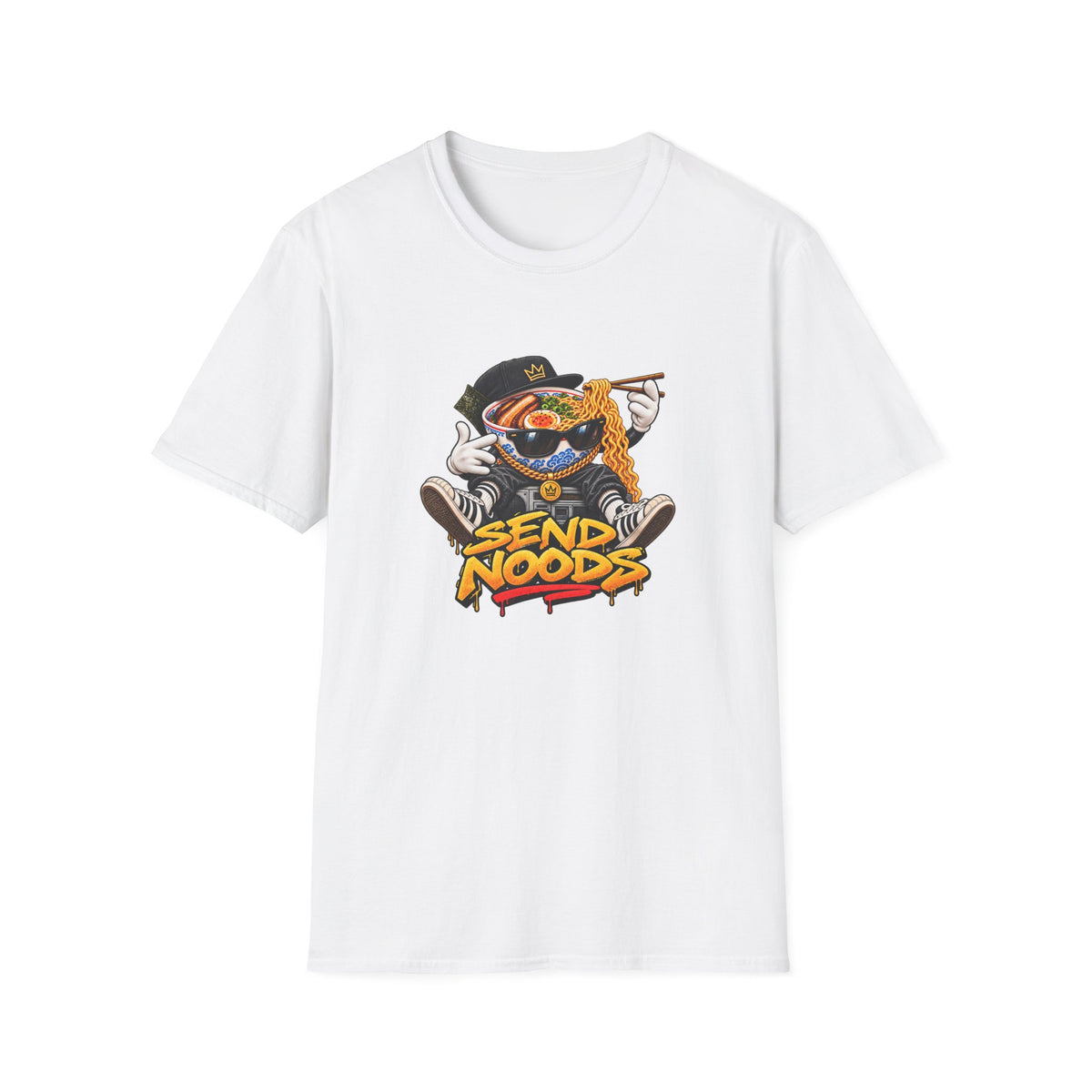 Send Noods ramen graphic T-Shirt | noodle bowl illustration, streetwear vibe | Hip Hop Pop Culture