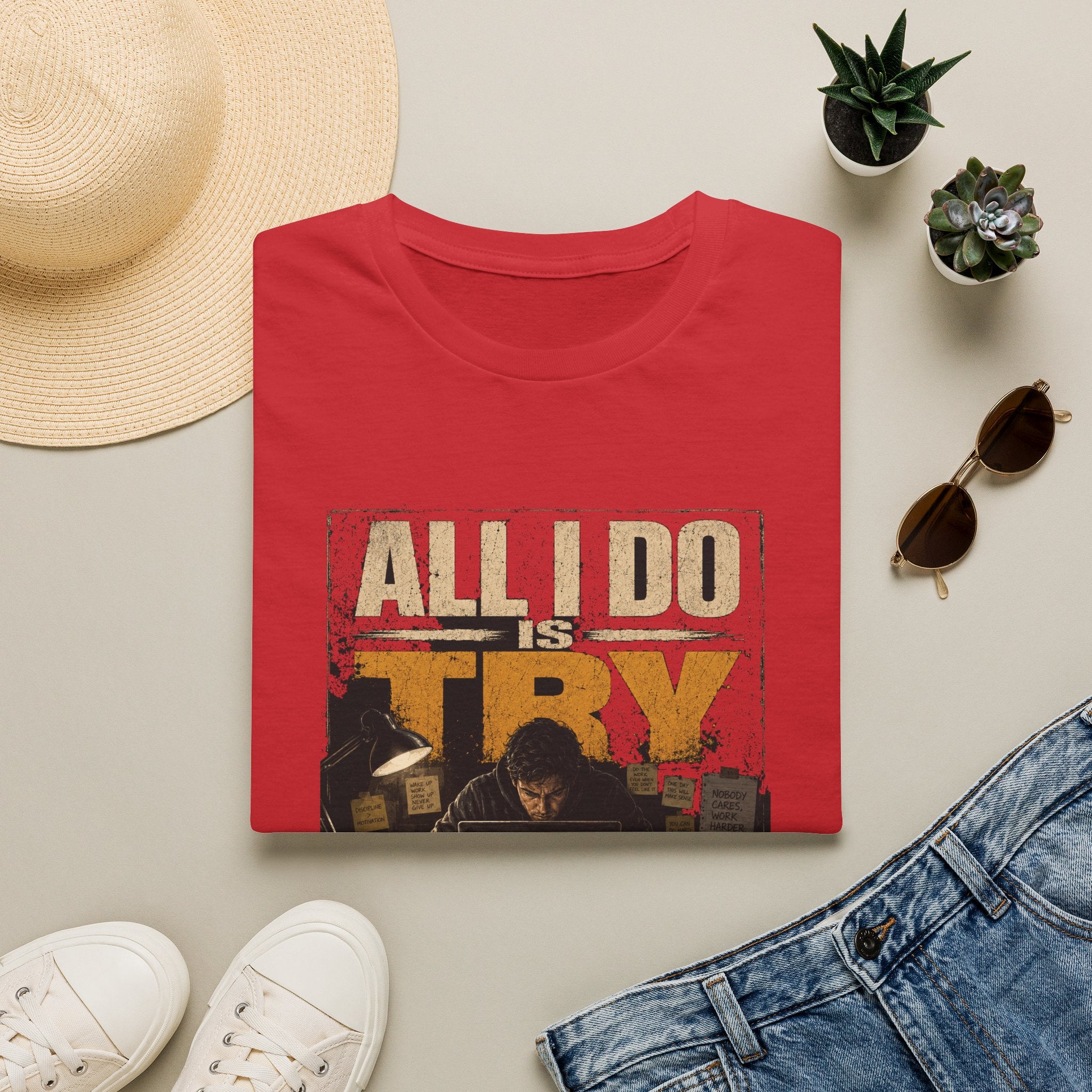 All I Do Is Try T-Shirt | Vintage Music Poster Style