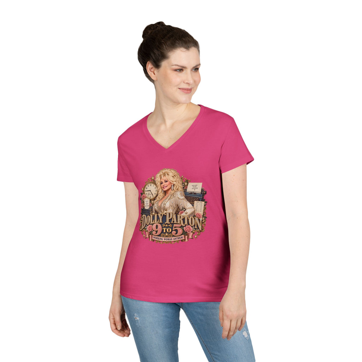 Dolly Parton 9 to 5 Retro Pink Portrait T-Shirt | Country Music Icon Tee | Memorial Tribute