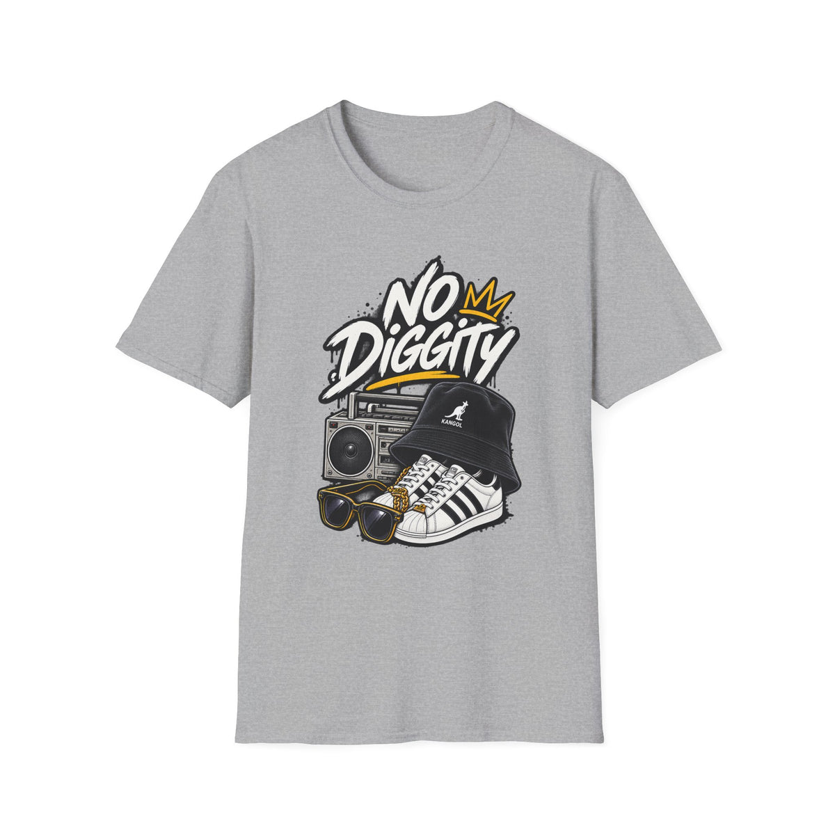 No Diggity Graphic Tee | Retro Boombox Hip Hop Design | 1990's 2000's Nostalgia Throwback