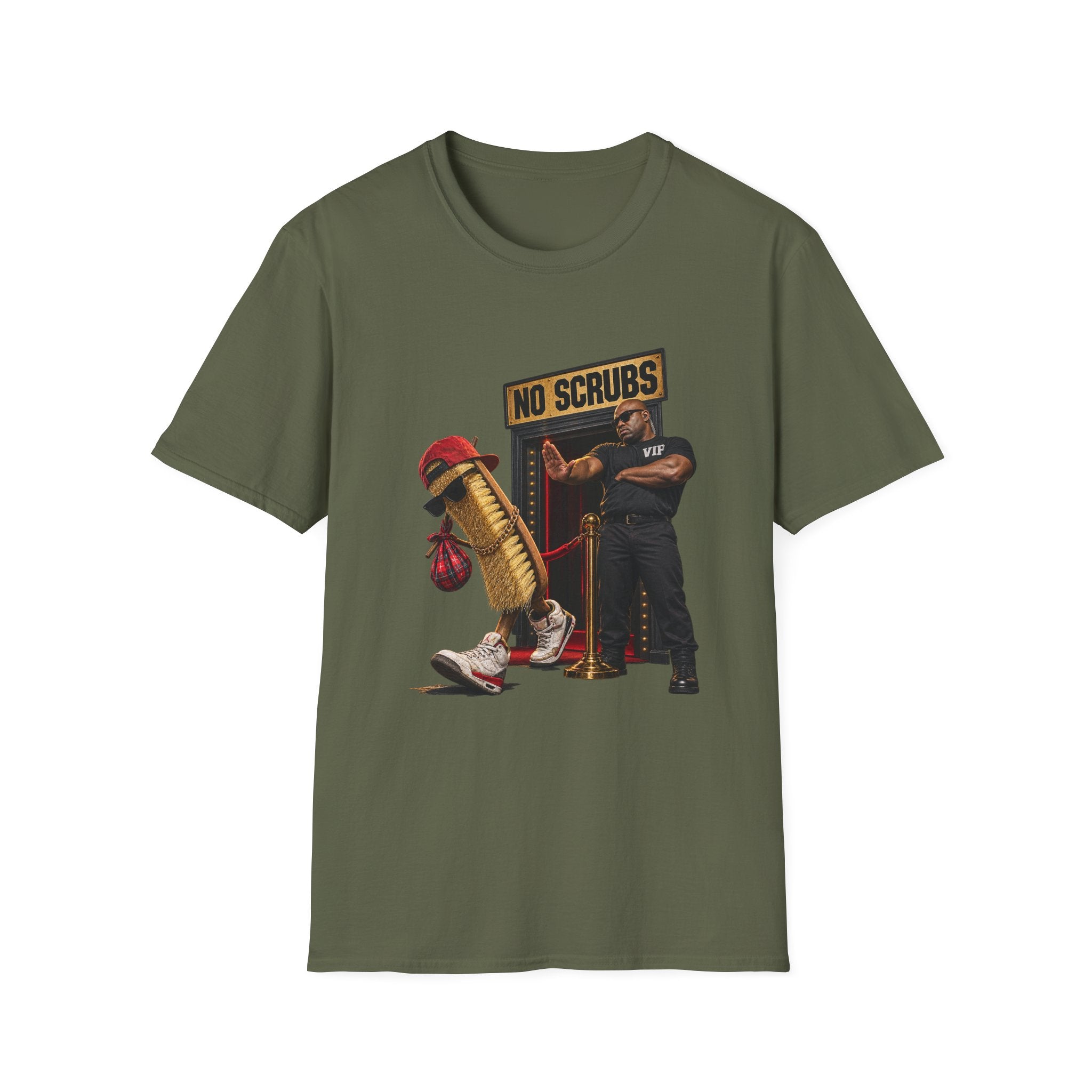 No Scrubs design T-Shirt | 90s R&B humor, VIP bouncer graphic | 1990's 2000's Nostalgia Throwback