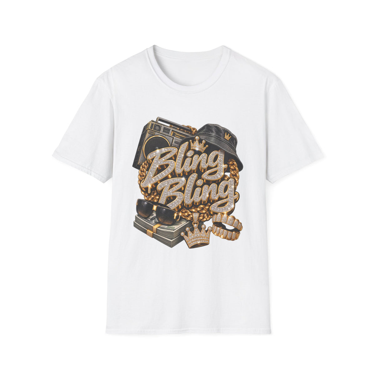Bling Bling Boombox T-Shirt | Retro Hip Hop Graphic Tee | 90's 00's Hip Hop Pop Culture Nostalgia