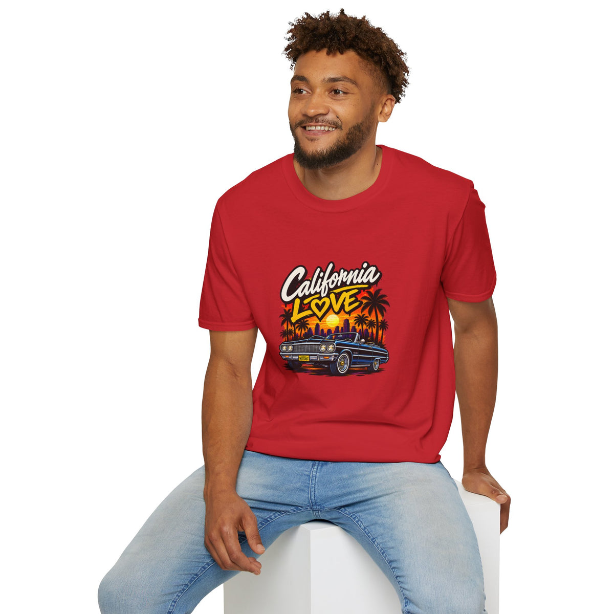 California Love T-Shirt | Sunset Palm Trees, Classic Car Beach Scene