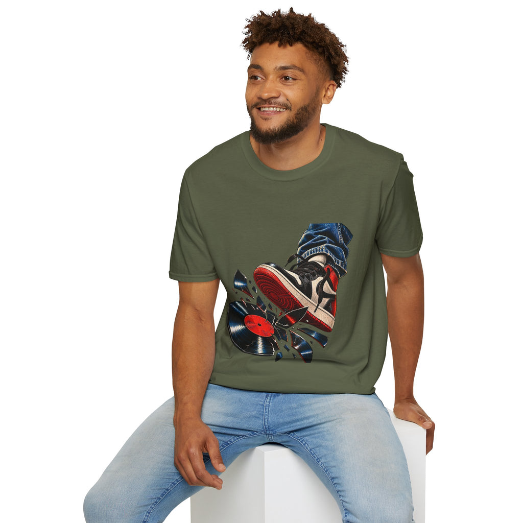 Sneaker Step with Vinyl Record T-Shirt | Retro Music Streetwear